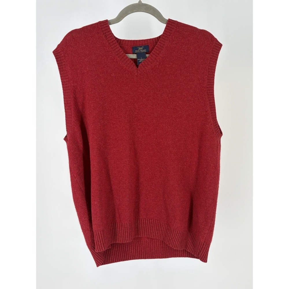 Brooks Brothers Lambswool Sweater‎ Vest Red L VTG 90s READ